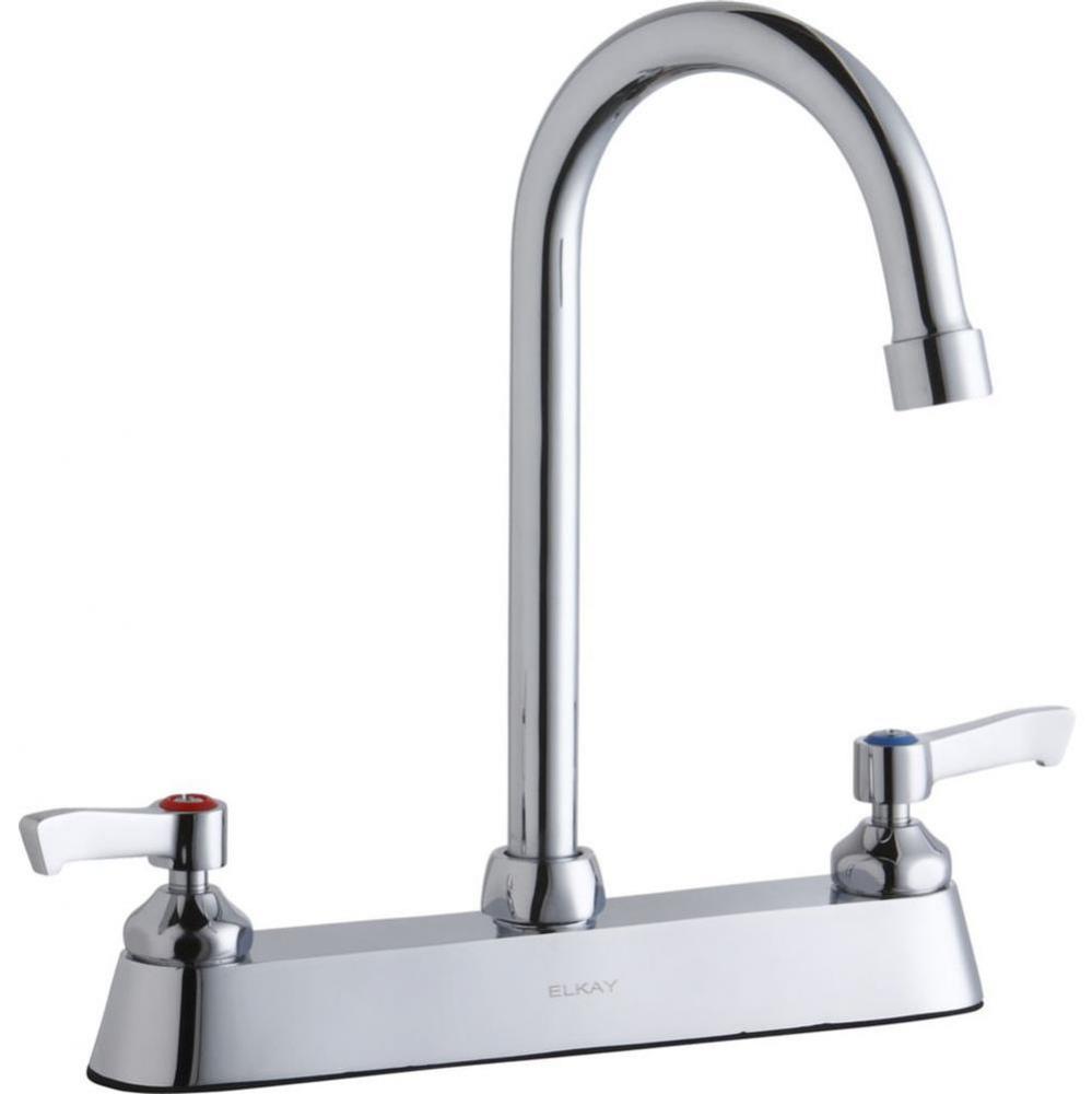 8'' Centerset with Exposed Deck Faucet with 5'' Gooseneck Spout 2''