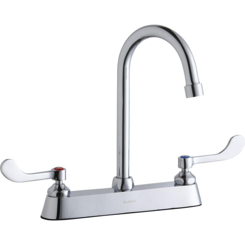 8'' Centerset with Exposed Deck Faucet with 5'' Gooseneck Spout 4''