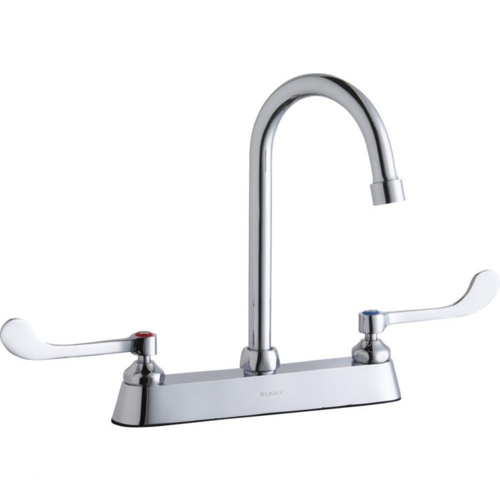 8'' Centerset with Exposed Deck Faucet with 5'' Gooseneck Spout 6''