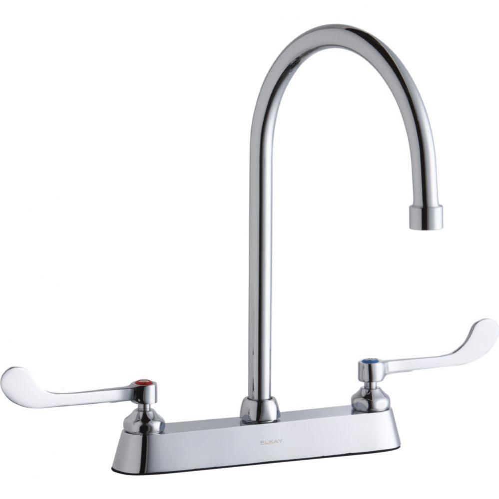 8'' Centerset with Exposed Deck Faucet with 8'' Gooseneck Spout 6''
