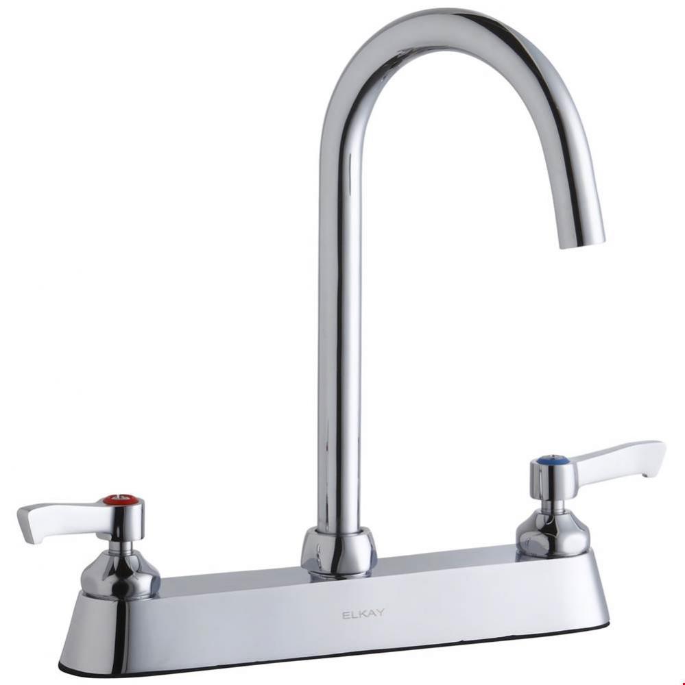 8'' Centerset with Exposed Deck Laminar Flow Faucet with 5'' Gooseneck Spout 2