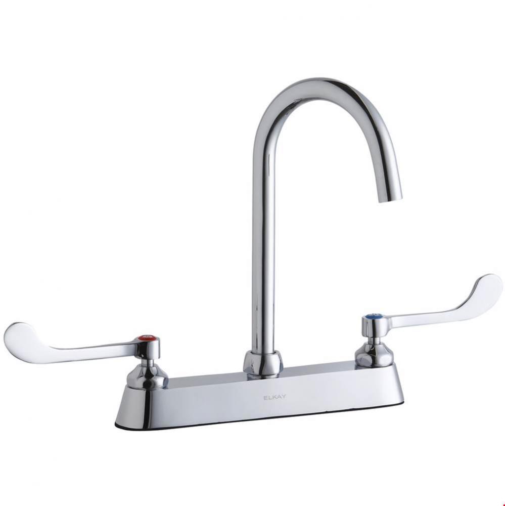 8'' Centerset with Exposed Deck Laminar Flow Faucet with 5'' Gooseneck Spout 6