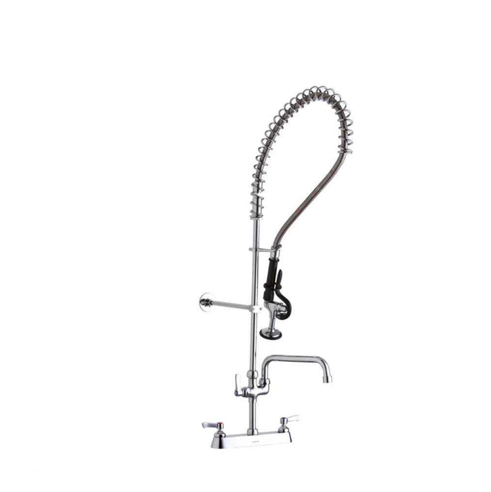 8in Centerset Exposed Deck Mount Faucet 44in Flexible Hose with 1.2 GPM Spray Head Plus 12in Arc T