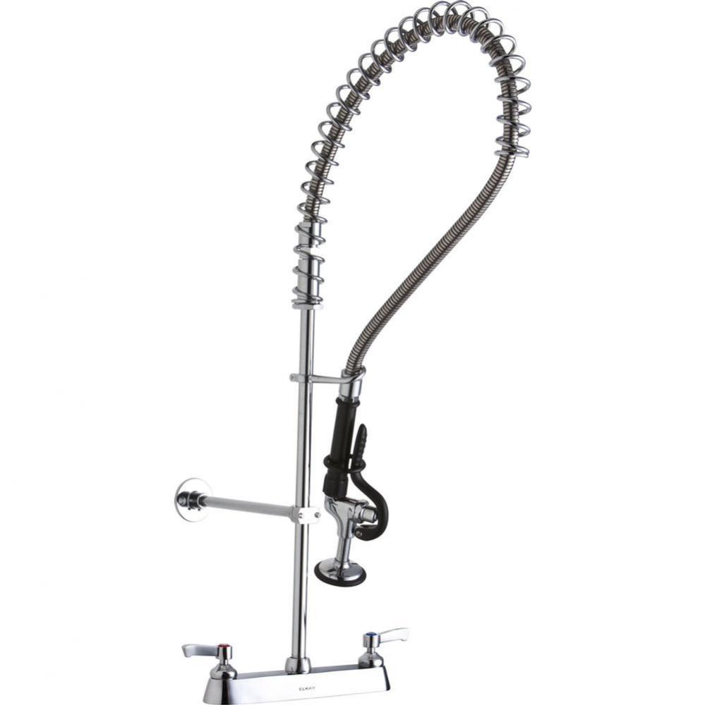 8in Centerset Exposed Deck Mount Faucet 44in Flexible Hose w/1.2 GPM Spray Head 2in Lever Handles