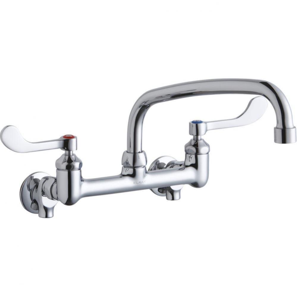 Foodservice 8'' Centerset Wall Mount Faucet with 10'' Arc Tube Spout 4in Wrist