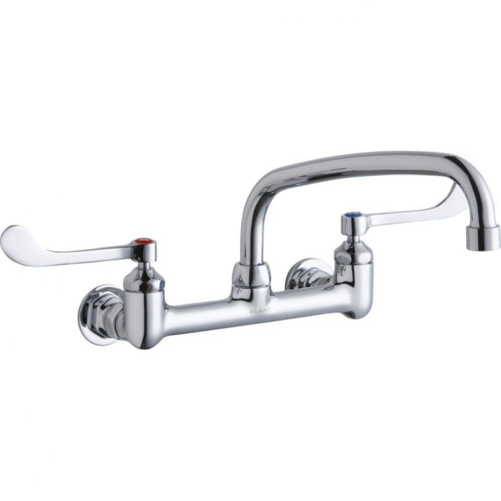 Foodservice 8'' Centerset Wall Mount Faucet with 10'' Arc Tube Spout 6'&a