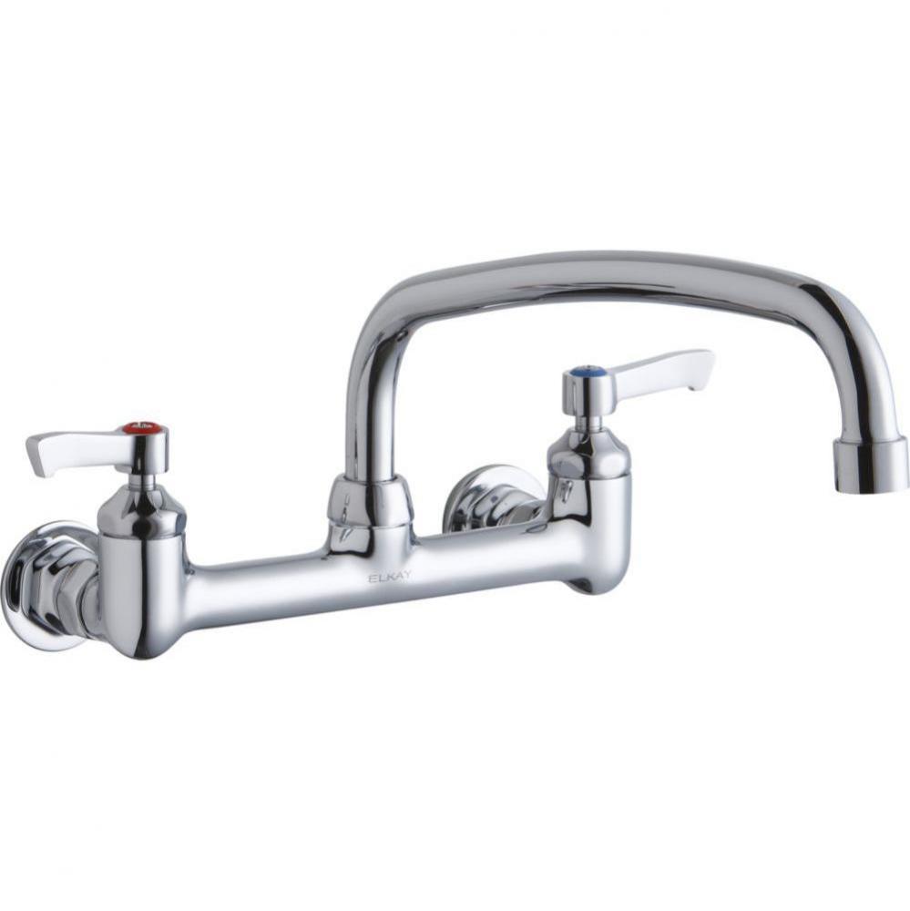 Foodservice 8'' Centerset Wall Mount Faucet with 12'' Arc Tube Spout 2'&a