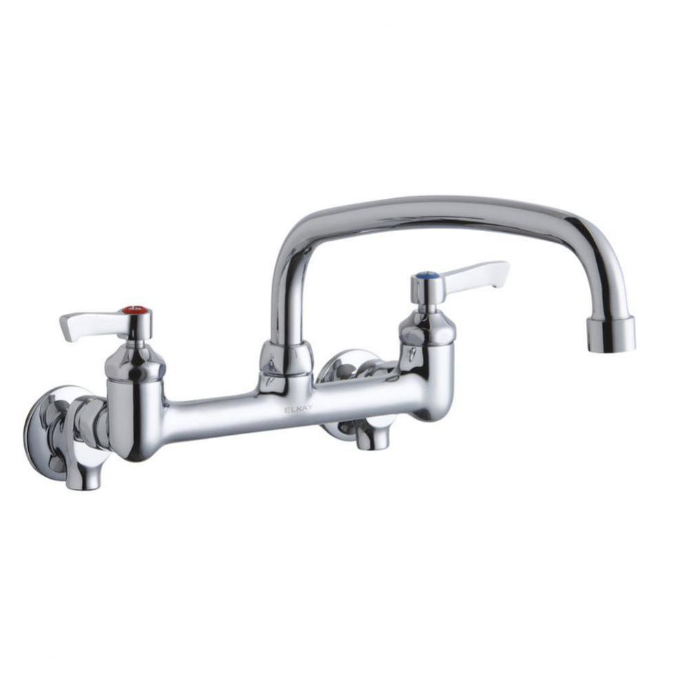 Foodservice 8'' Centerset Wall Mount Faucet with 14'' Arc Tube Spout 2'&a