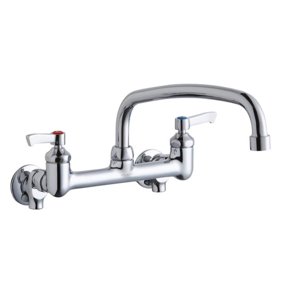 Foodservice 8'' Centerset Wall Mount Faucet with 12'' Arc Tube Spout 2'&a