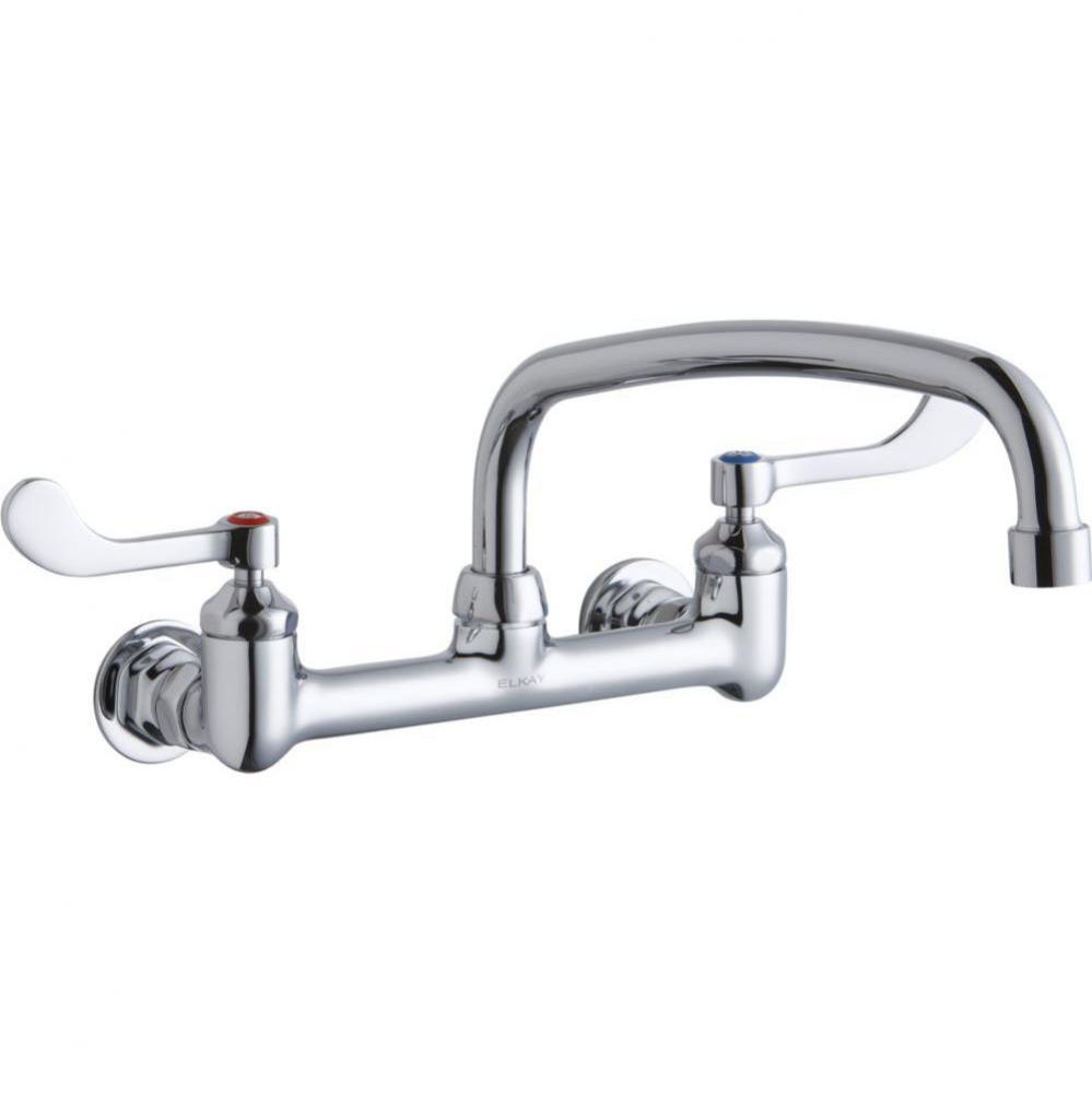 Foodservice 8'' Centerset Wall Mount Faucet with 12'' Arc Tube Spout 4'&a