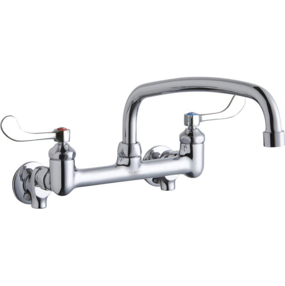 Foodservice 8'' Centerset Wall Mount Faucet with 14'' Arc Tube Spout 4in Wrist