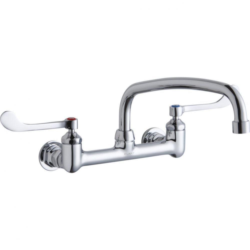 Foodservice 8'' Centerset Wall Mount Faucet with 14'' Arc Tube Spout 6'&a