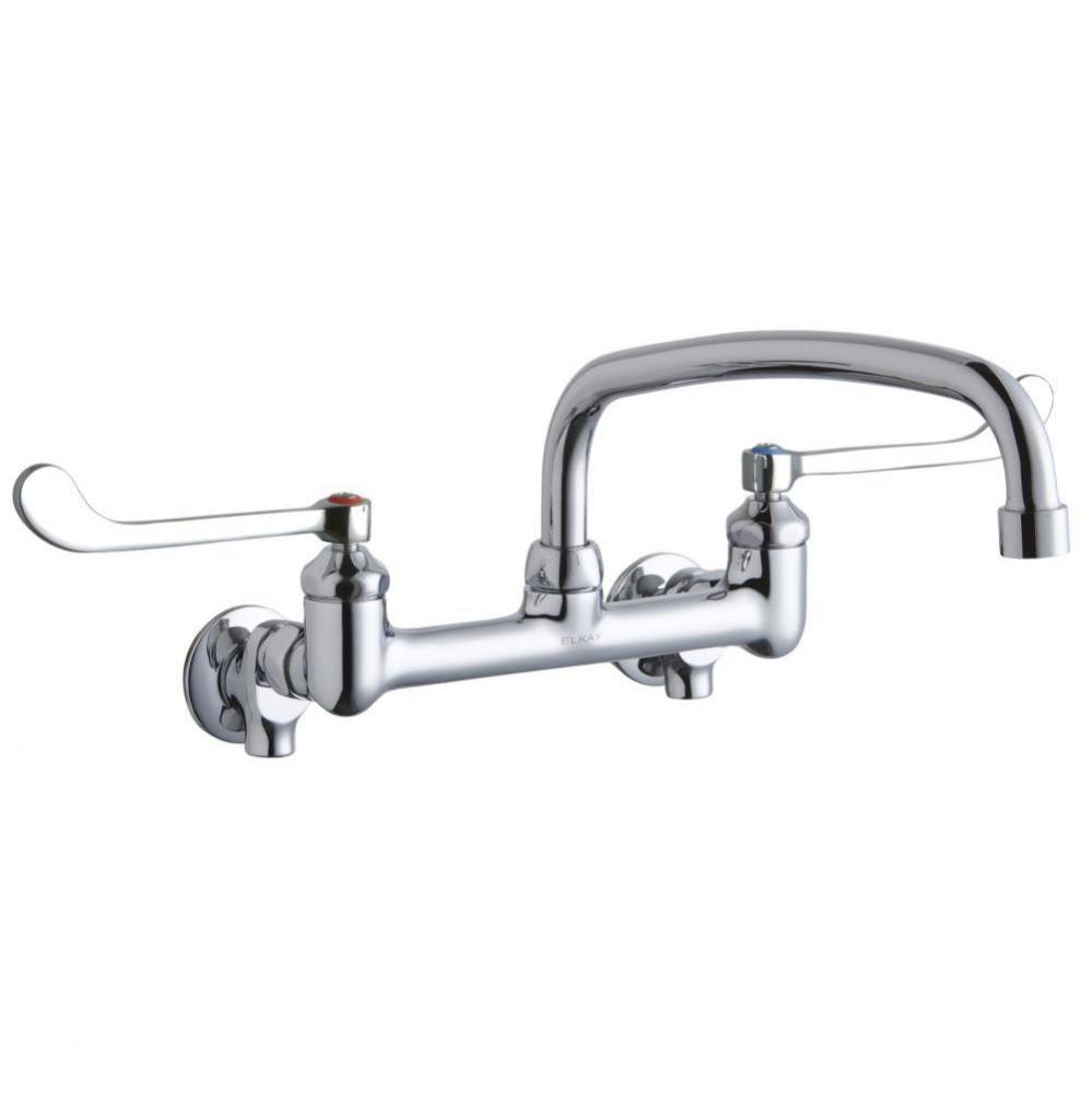 Foodservice 8'' Centerset Wall Mount Faucet with 14'' Arc Tube Spout 6in Wrist