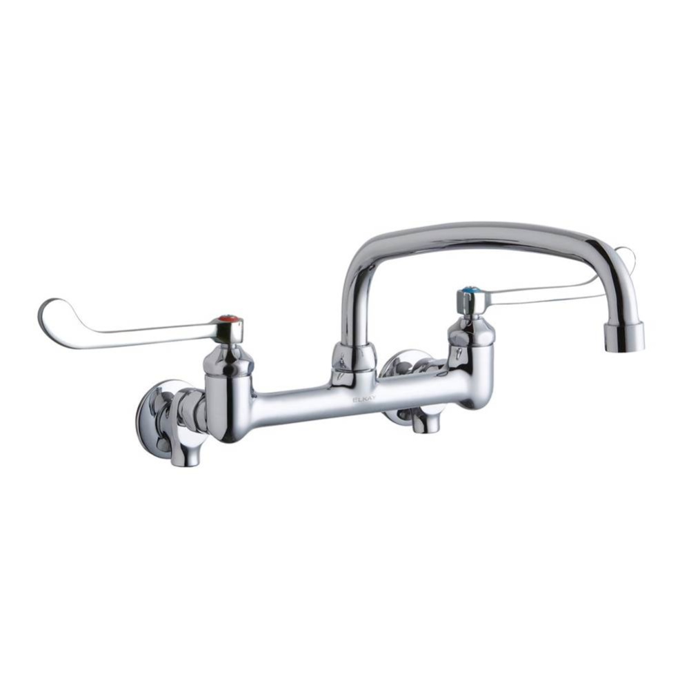 Foodservice 8'' Centerset Wall Mount Faucet with 12'' Arc Tube Spout 6in Wrist