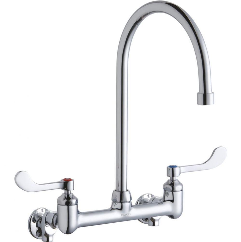 Scrub/Handwash 8'' Centerset Wall Mount Faucet with 8'' Gooseneck Spout 4in Wr