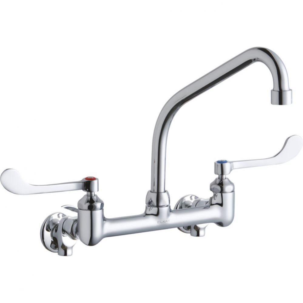 Foodservice 8'' Centerset Wall Mount Faucet with 8'' High Arc Spout 6in Wristb