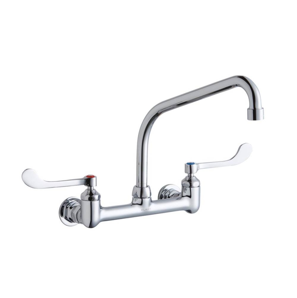 Foodservice 8'' Centerset Wall Mount Faucet with 10'' High Arc Spout 6'&a
