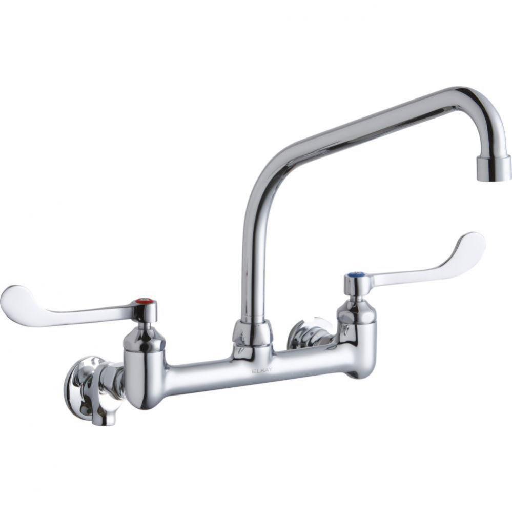 Foodservice 8'' Centerset Wall Mount Faucet w/10'' High Arc Spout 6in Wristbla