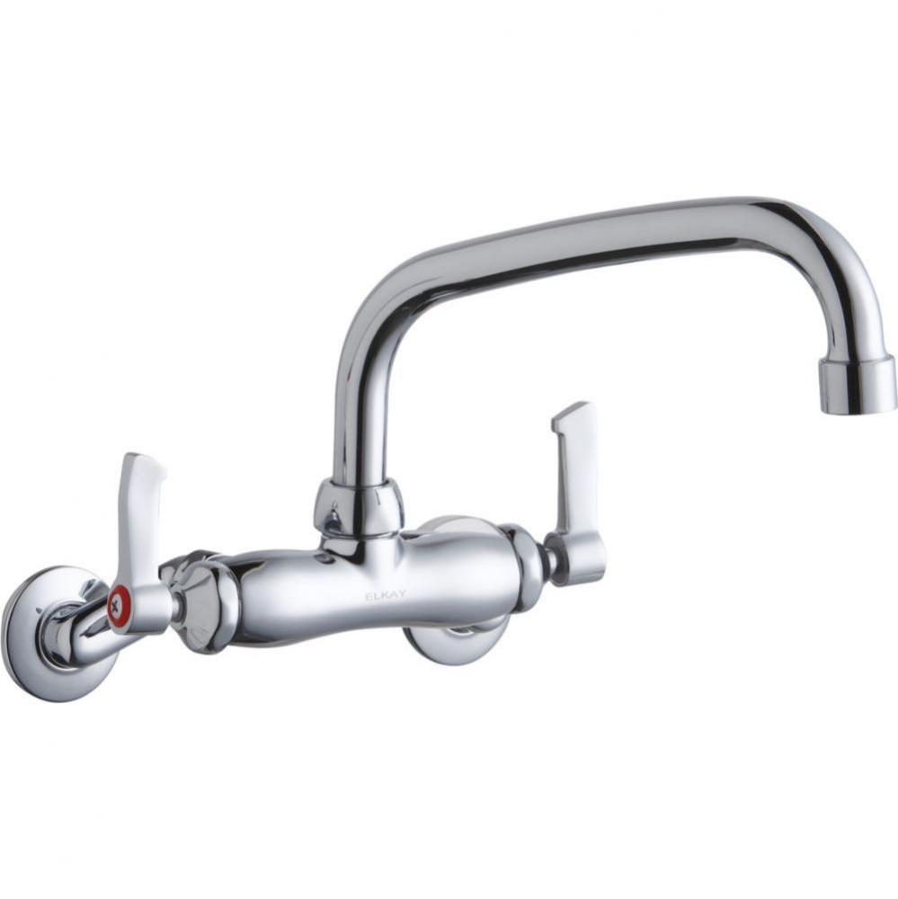 Foodservice 3-8'' Adjustable Centers Wall Mount Faucet w/8'' Arc Tube Spout 2&