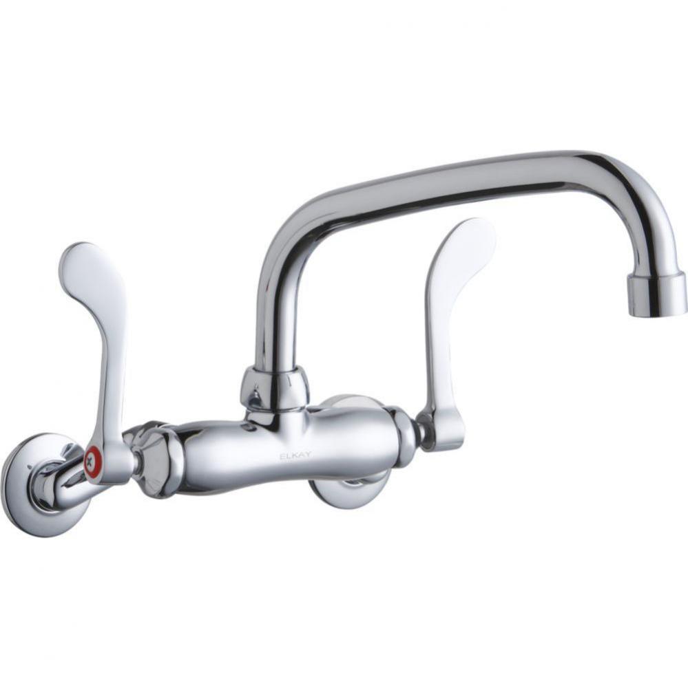 Foodservice 3-8'' Adjustable Centers Wall Mount Faucet w/8'' Arc Tube Spout 4&