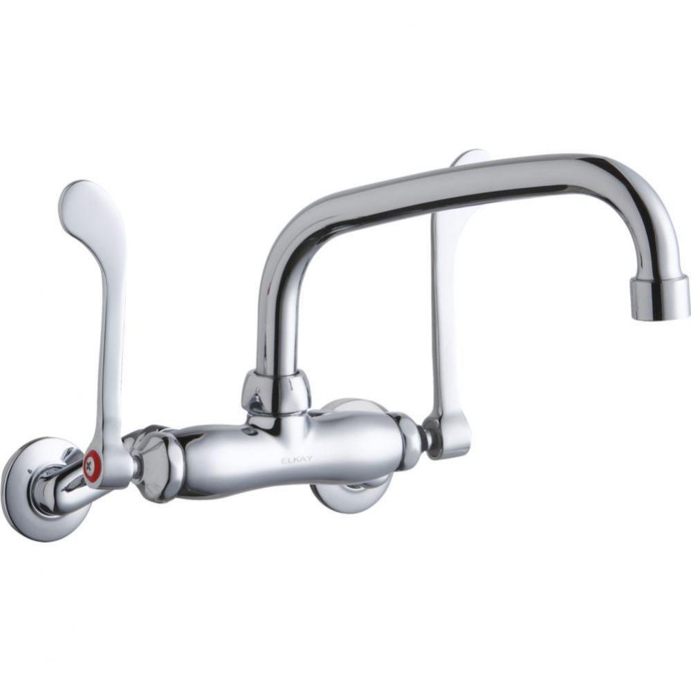 Foodservice 3-8'' Adjustable Centers Wall Mount Faucet w/8'' Arc Tube Spout 6&