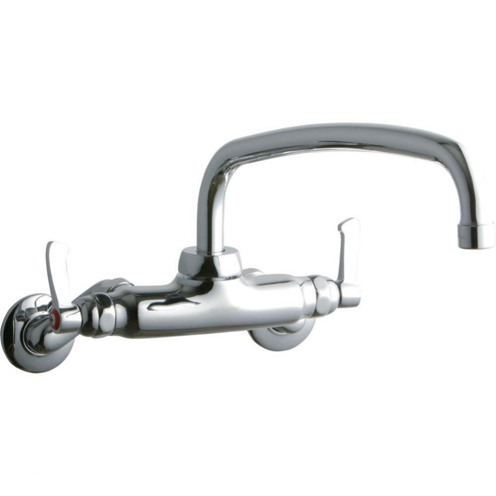 Foodservice 3-8'' Adjustable Centers Wall Mount Faucet w/14'' Arc Tube Spout 2