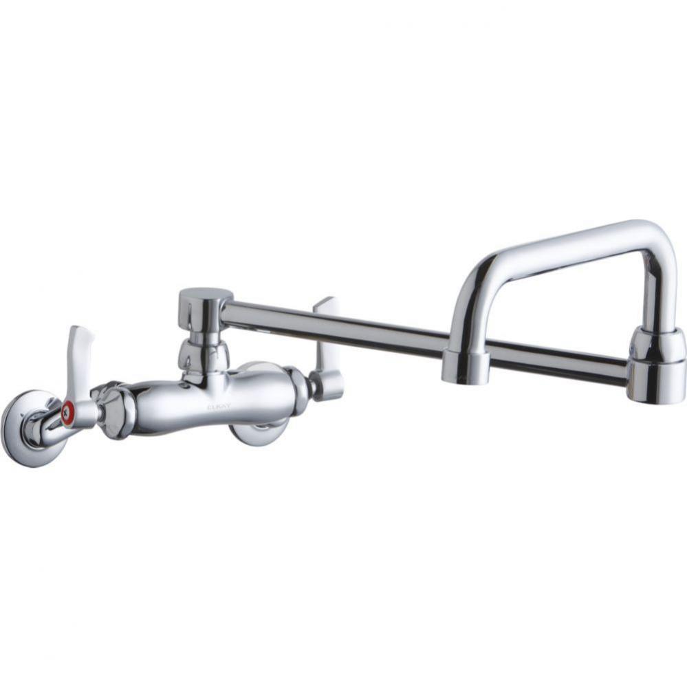 Foodservice 3-8'' Adjustable Centers Wall Mount Faucet w/Double Swing Spout 2in Lever Ha