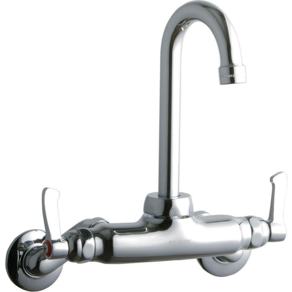 Foodservice 3-8'' Adjustable Centers Wall Mount Faucet with 4'' Gooseneck Spou