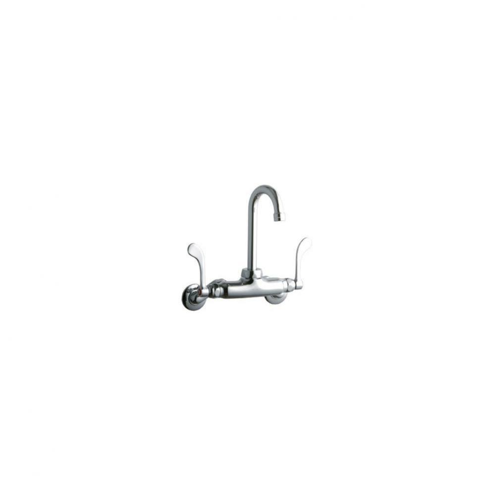 Foodservice 3-8'' Adjustable Centers Wall Mount Faucet with 4'' Gooseneck Spou