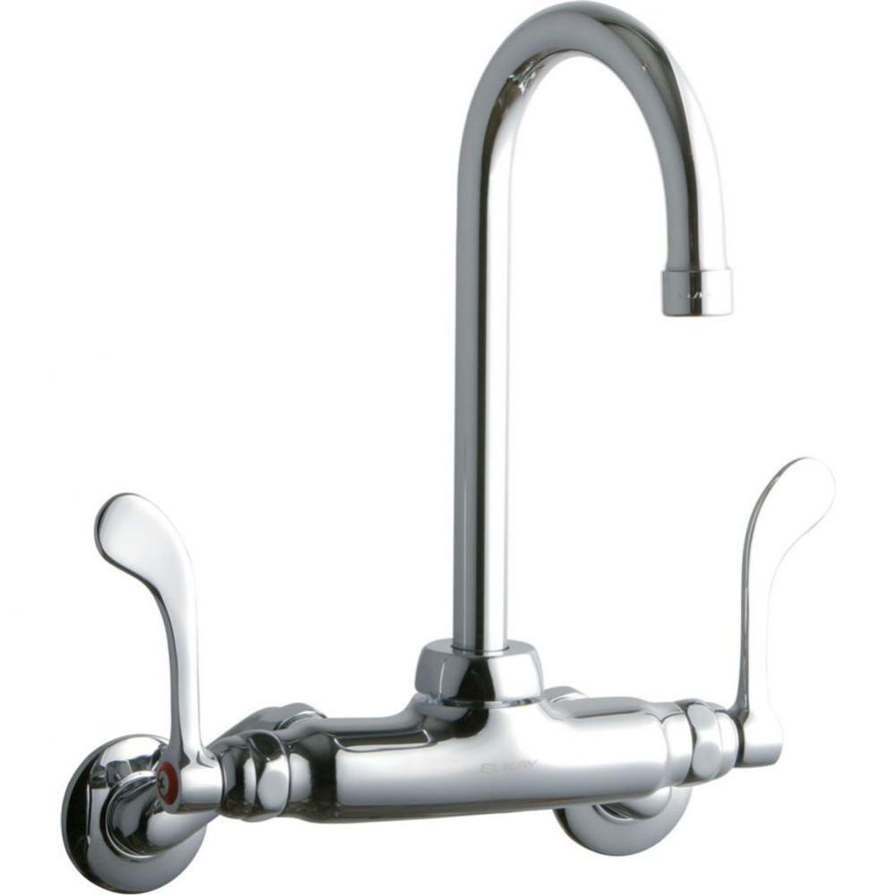 Foodservice 3-8'' Adjustable Centers Wall Mount Faucet w/5'' Gooseneck Spout 4