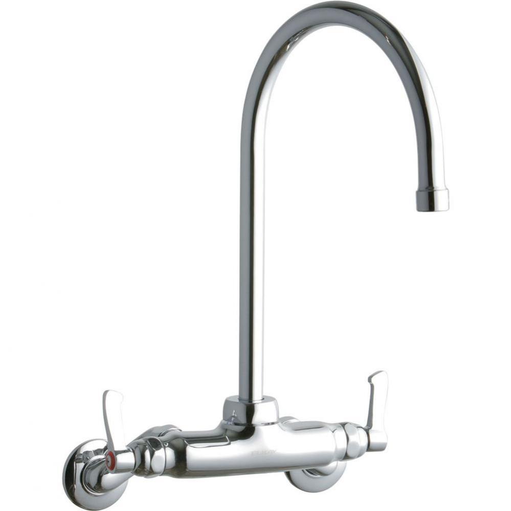 Foodservice 3-8'' Adjustable Centers Wall Mount Faucet w/8'' Gooseneck Spout 2