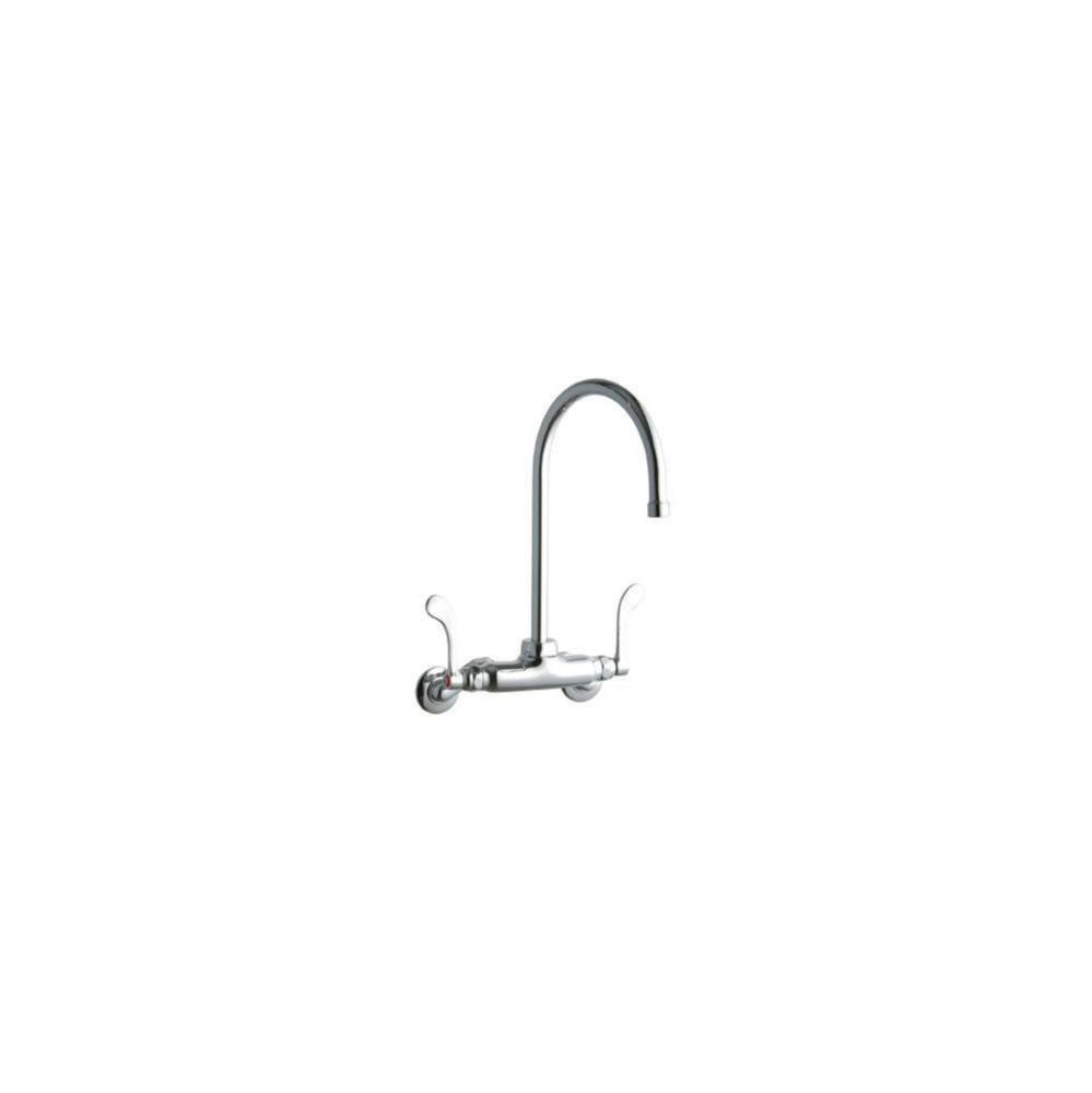 Foodservice 3-8'' Adjustable Centers Wall Mount Faucet w/8'' Gooseneck Spout 4