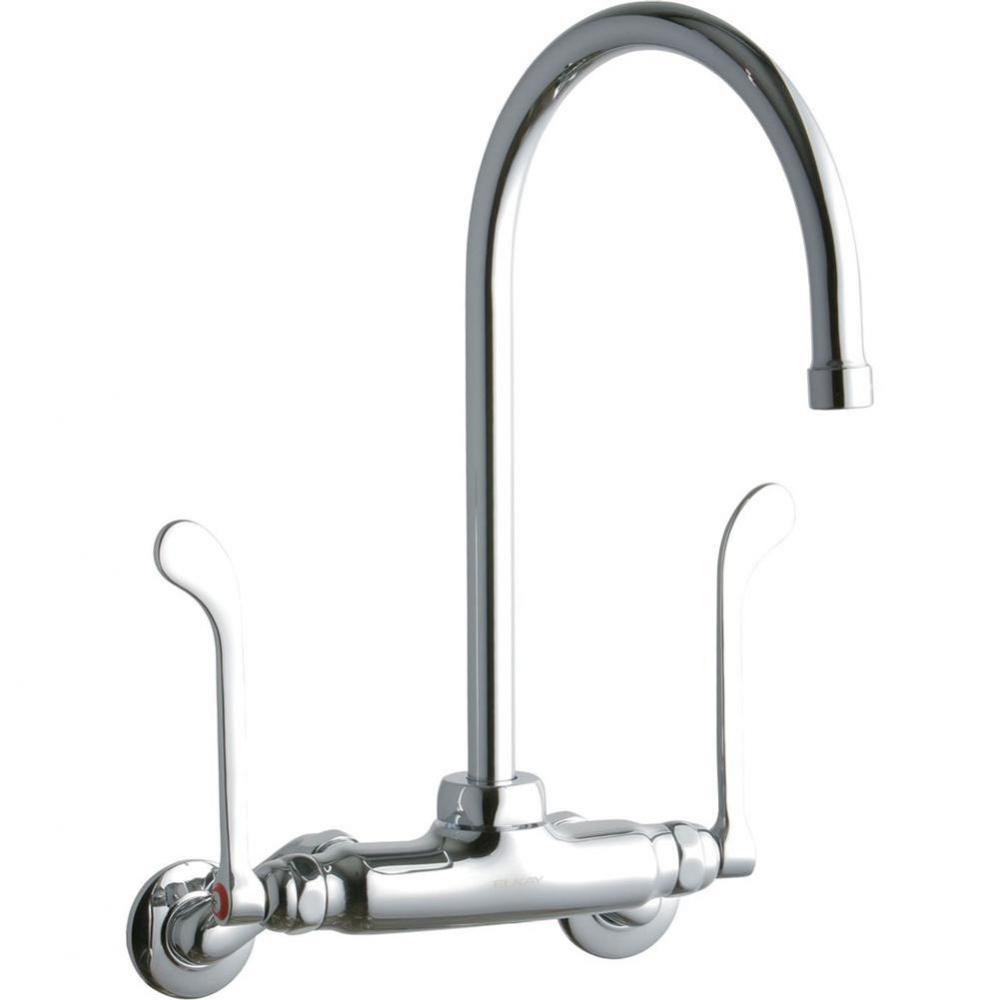 Foodservice 3-8'' Adjustable Centers Wall Mount Faucet w/8'' Gooseneck Spout 6