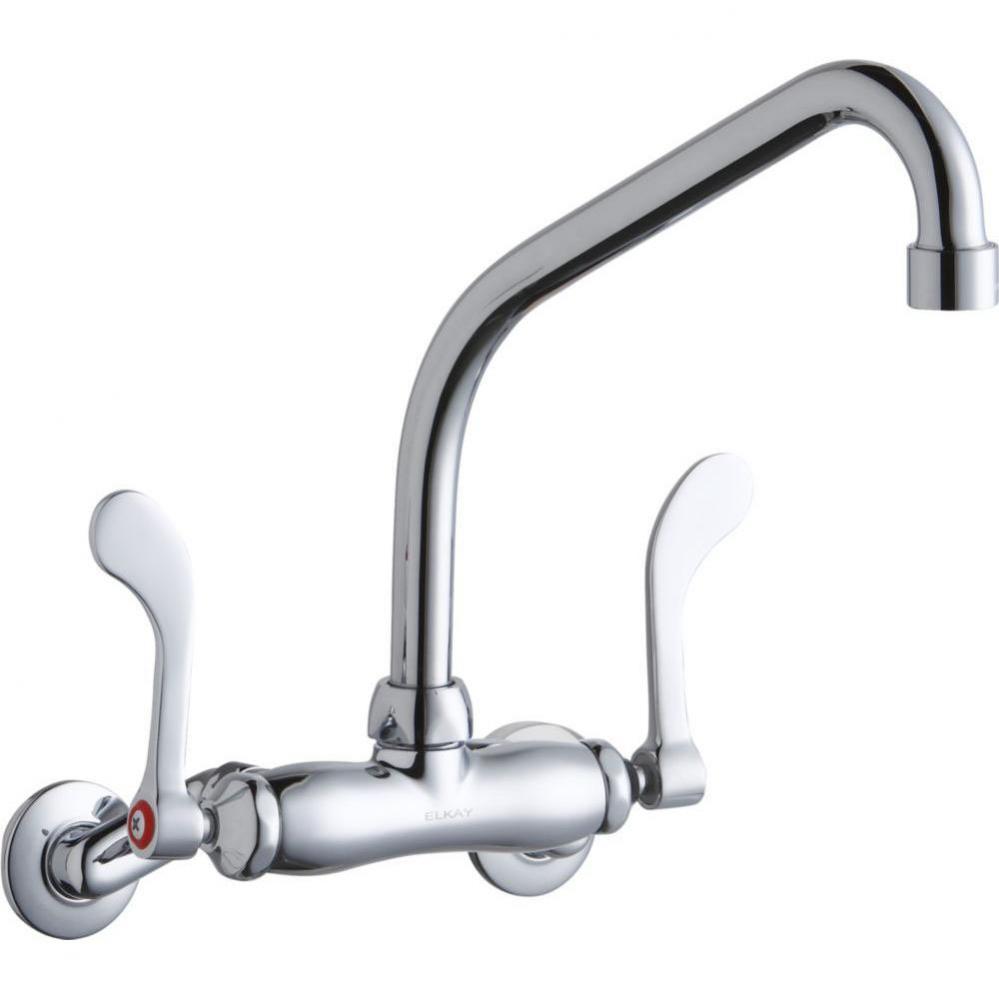 Foodservice 3-8'' Adjustable Centers Wall Mount Faucet w/8'' High Arc Spout 4&
