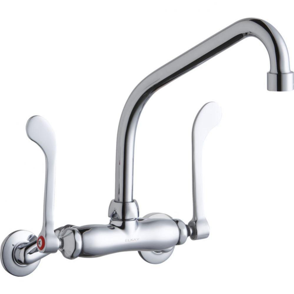 Foodservice 3-8'' Adjustable Centers Wall Mount Faucet w/8'' High Arc Spout 6&