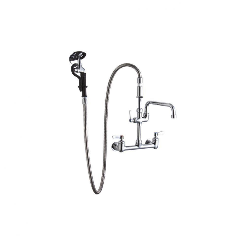 8'' Centerset Wall Mount Faucet 60in Flexible Hose with 1.2 GPM Spray Head Plus 10in Arc