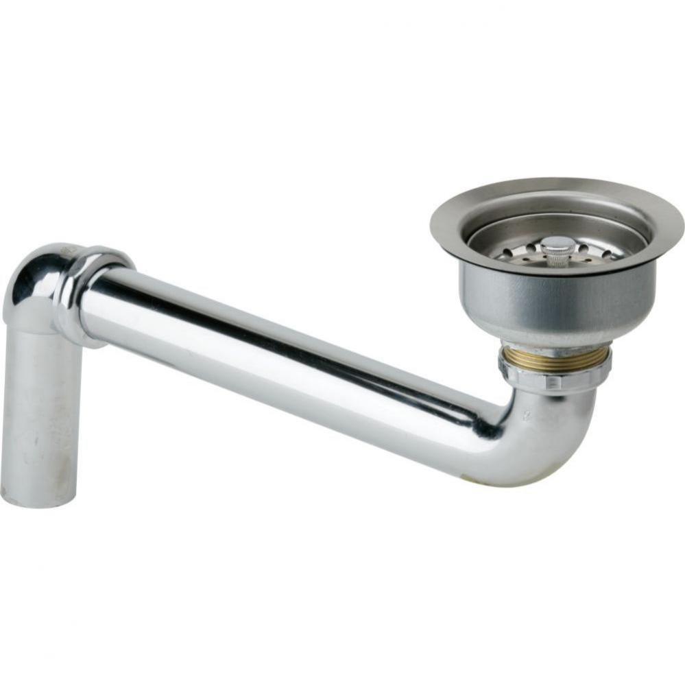 3-1/2'' Drain Fitting'' Stainless Steel Body, Strainer Basket and Offset Tailp