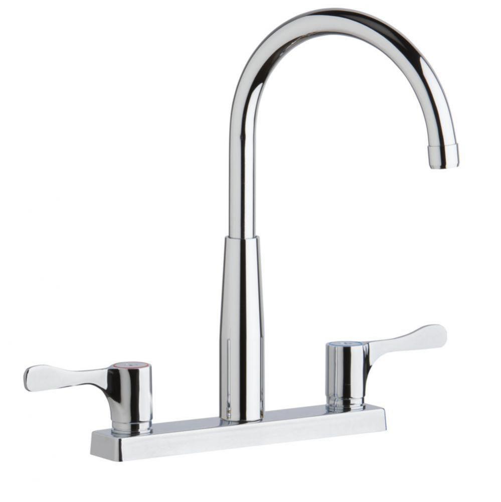 8'' Centerset Exposed Deck Mount Faucet with Gooseneck Spout and 4'' Lever Han