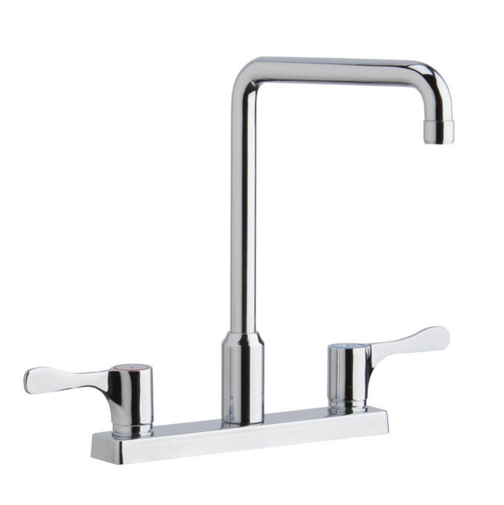 8'' Centerset Exposed Deck Mount Faucet with Arc Spout and 4'' Lever Handles C