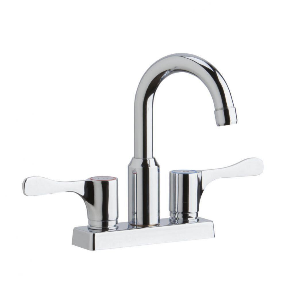 4'' Centerset Exposed Deck Mount Faucet with Arc Spout and 4'' Lever Handles