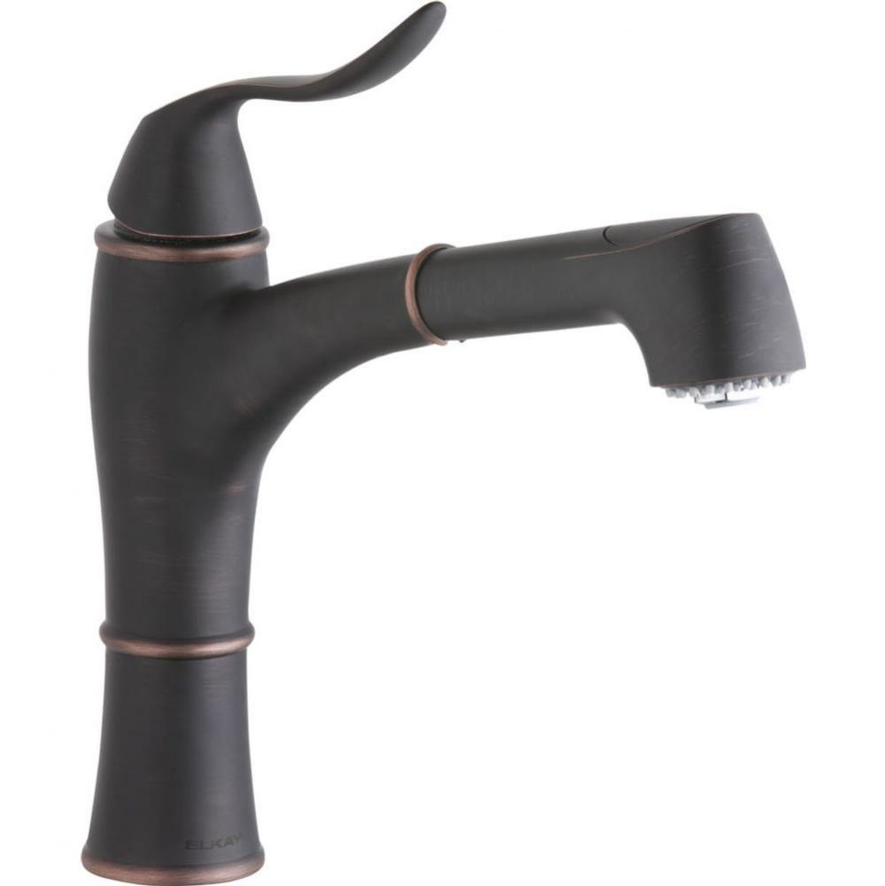 Explore Single Hole Kitchen Faucet with Pull-out Spray Lever Handle with Hi and Mid-rise Base Opti