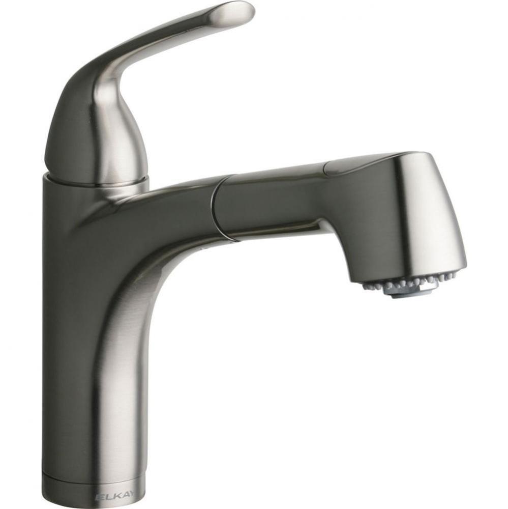 Gourmet Single Hole Bar Faucet Pull-out Spray and Lever Handle Brushed Nickel