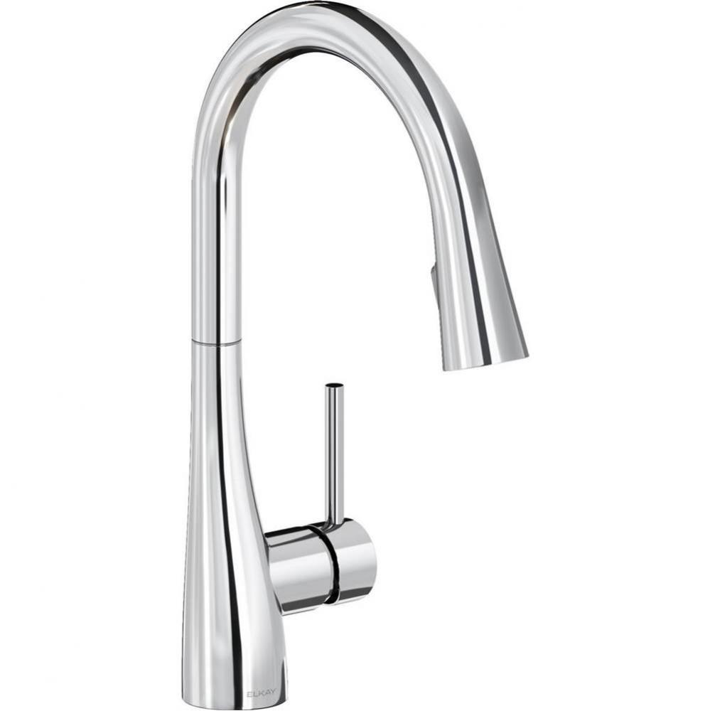 Gourmet Single Hole Kitchen Faucet with Pull-down Spray and Forward Only Lever Handle, Chrome