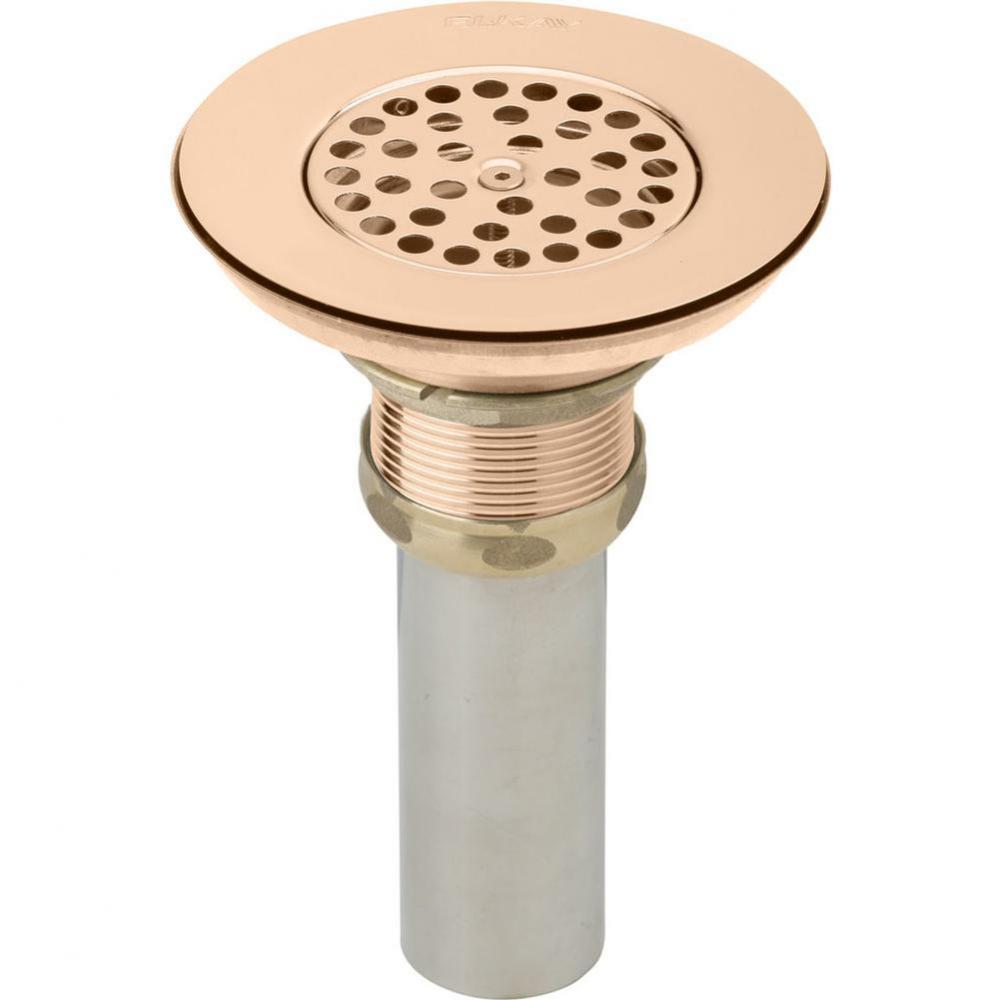 3-1/2'' Drain CuVerro Antimicrobial Copper Body, Vandal-resistant Strainer and Tailpiece