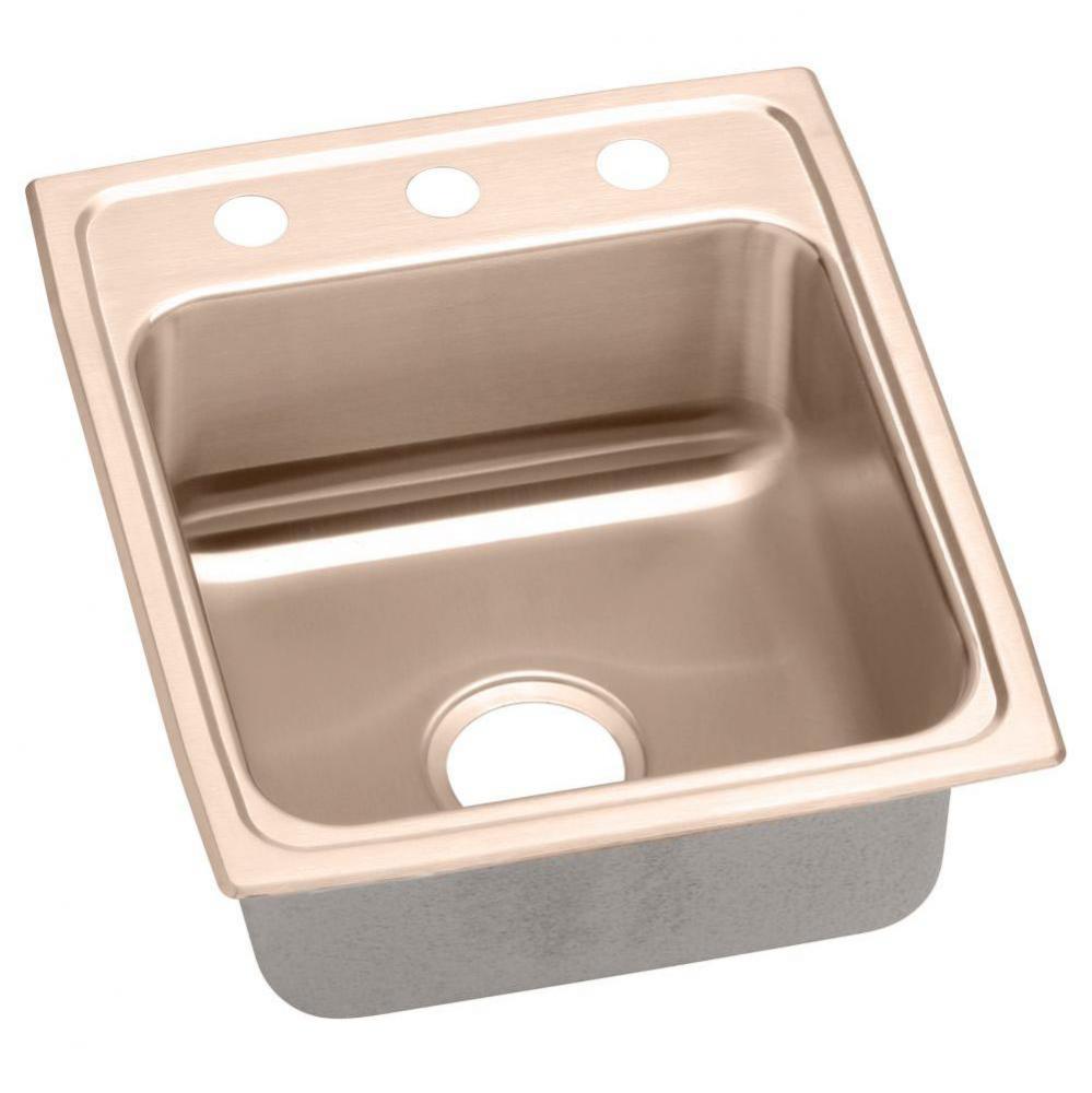 CuVerro Antimicrobial Copper 15'' x 22'' x 7-5/8'', Single Bowl Drop