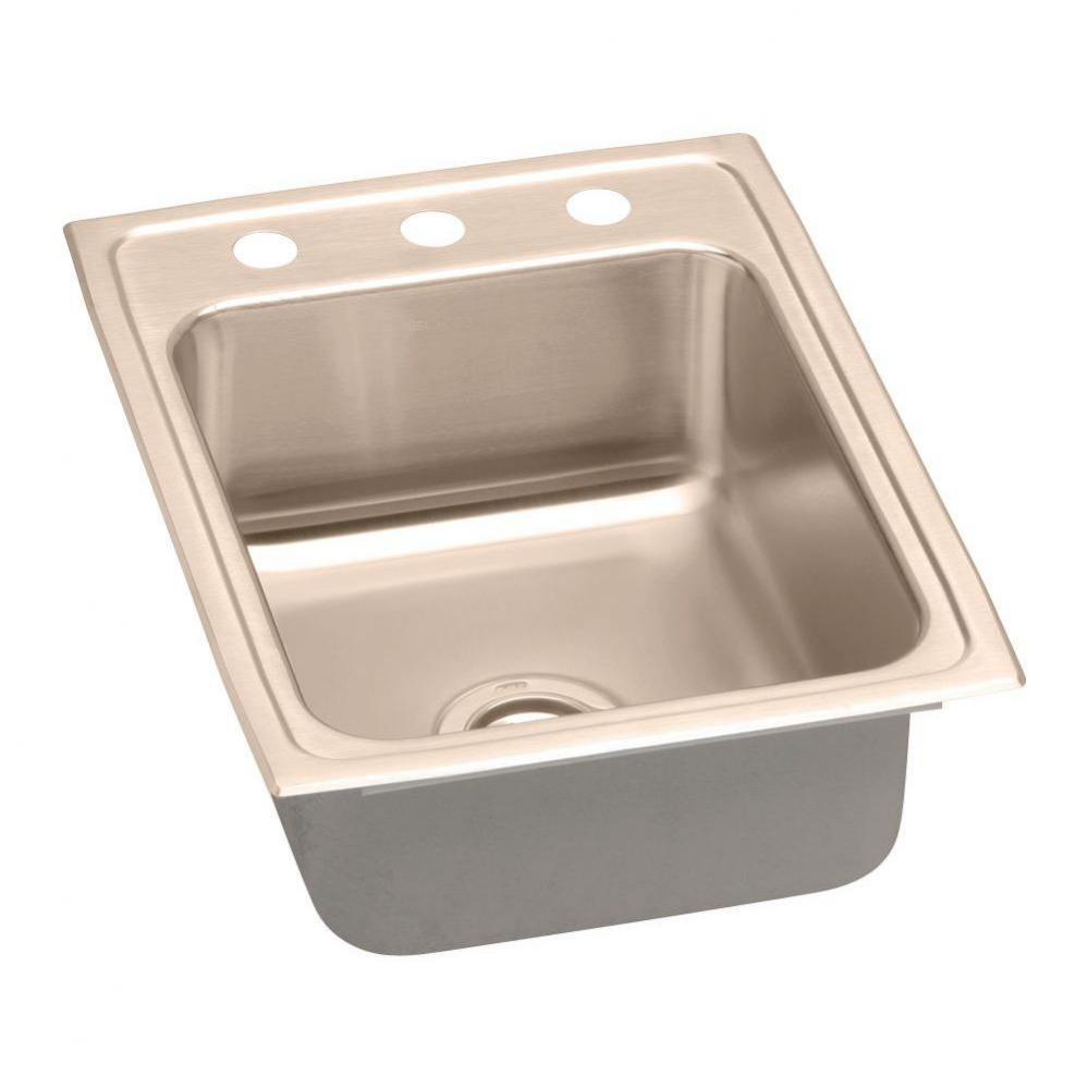 CuVerro Antimicrobial Copper 17'' x 22'' x 7-5/8'', 1-Hole Single Bo