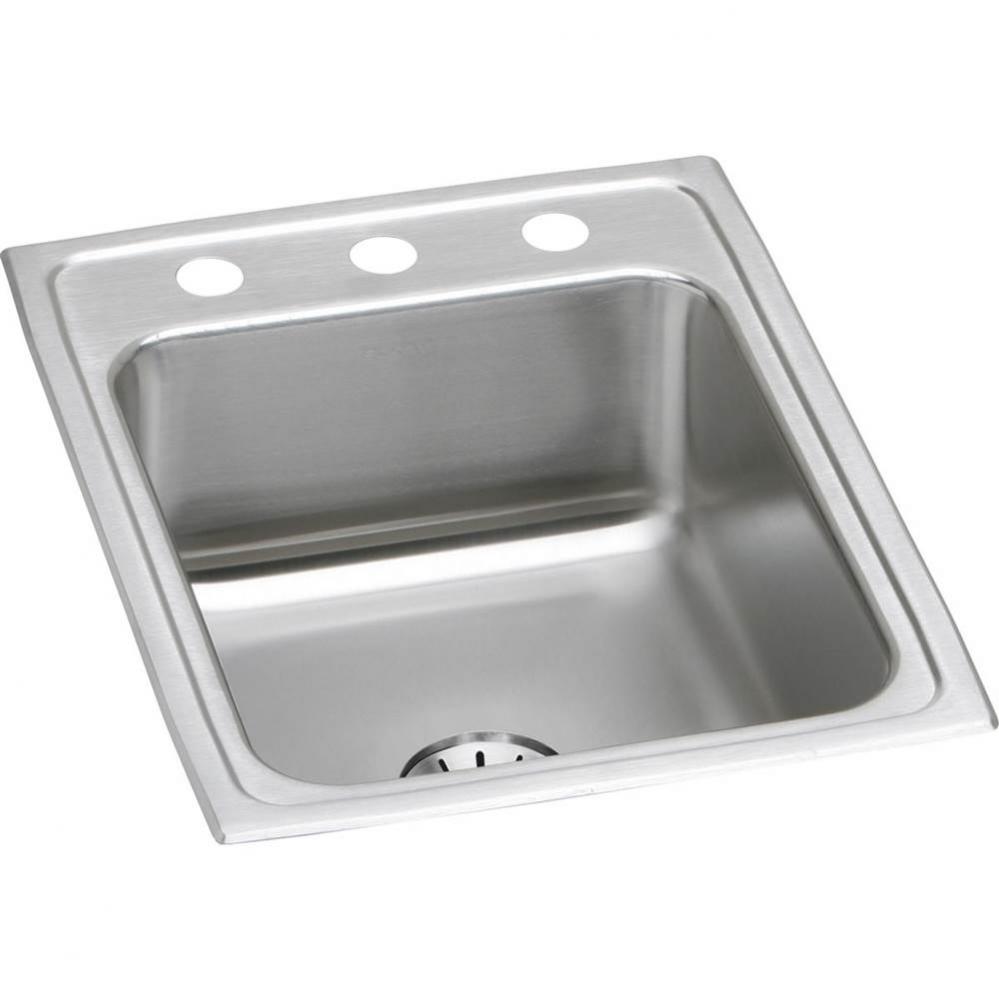 Lustertone Classic Stainless Steel 17'' x 22'' x 7-5/8'', 3-Hole Sin