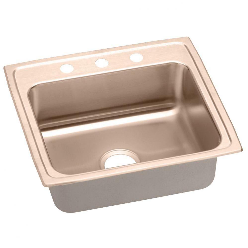 CuVerro Antimicrobial Copper 22'' x 19-1/2'' x 7-5/8'', Single Bowl