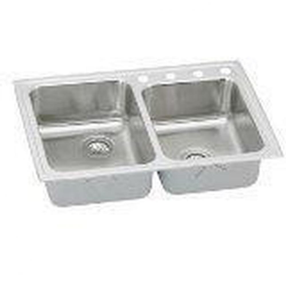 18 Gauge Stainless Steel 33'' x 22'' x 7.875'' Double Bowl Drop-in K