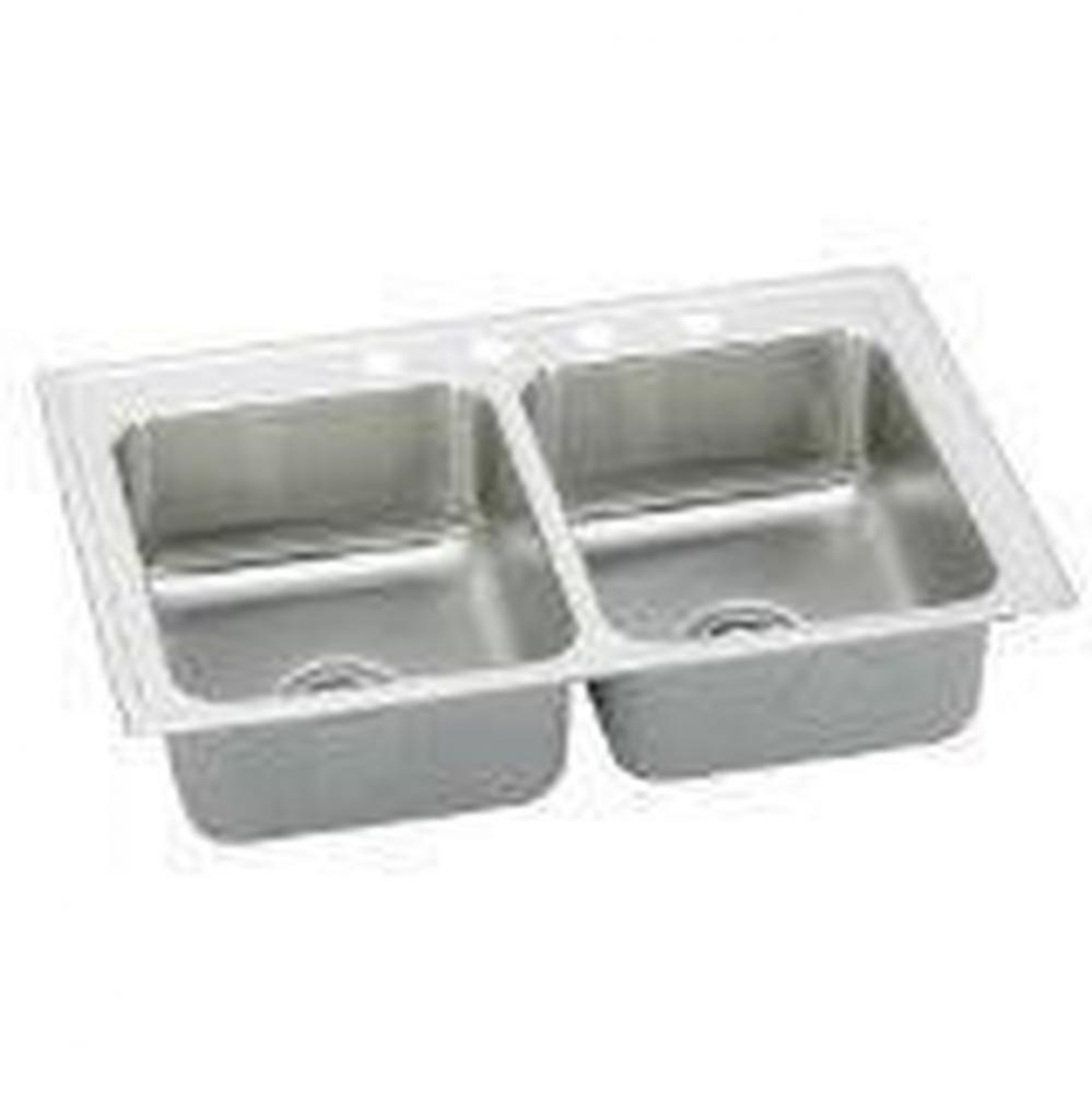 18 Gauge Stainless Steel 33'' x 21.25'' x 7.875'' Double Bowl Drop-i